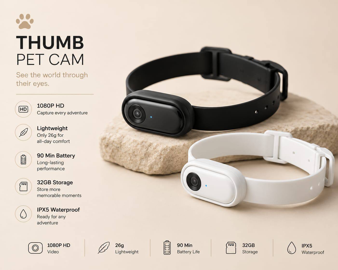 Thumb Pet Camera Cat Collar Pet Camera